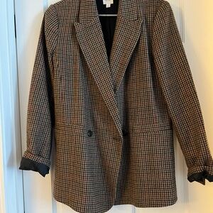 GAP Women's Black and Brown Houndstooth Blazer
